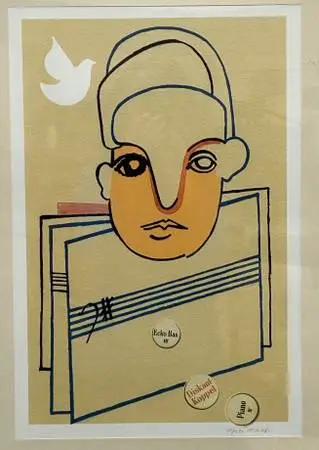 Vintage Signed Art Lithograph by Swedish Artist Kjell lonna Sweden