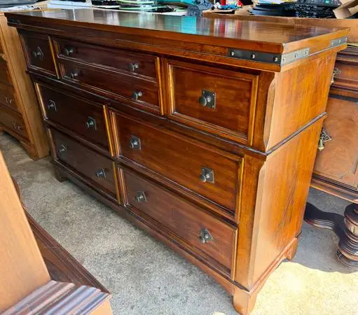 7 Drawer Dark Walnut Double Dresser