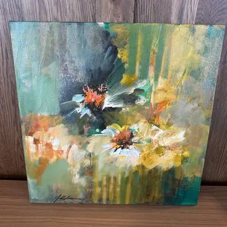 Original Saguaro W/White Blooms - 20X20