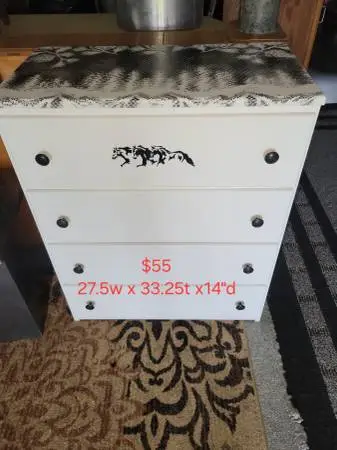 8 Refurbishes dressers, night stands, end tables, table w chairs