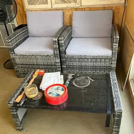 Dull gray plastic 4 pc outdoor living set