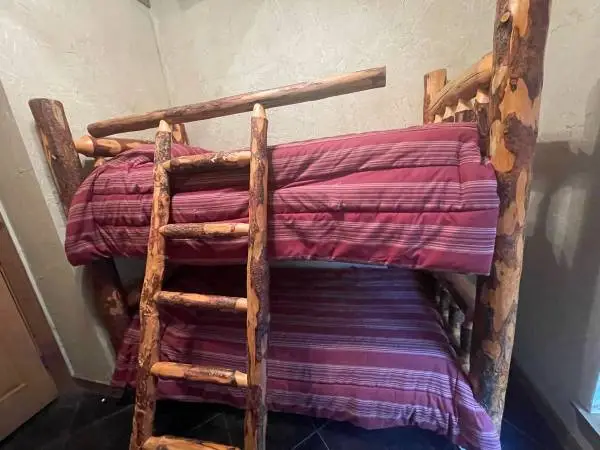 Beautiful log bunk bed for sale.