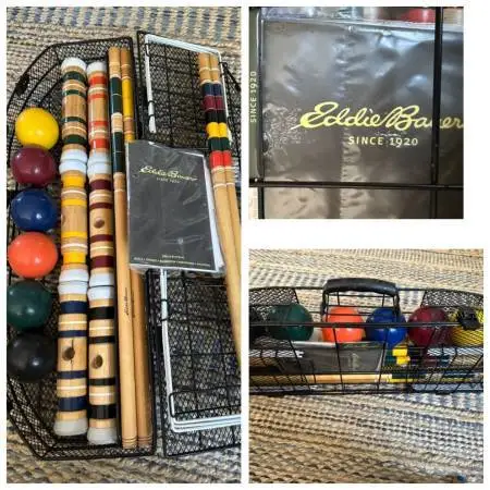 Eddie Bauer Vintage Croquet Set w/Case & Manual.. Like New.....1900s.