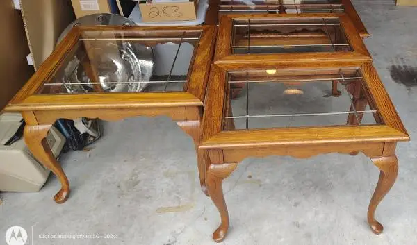 4 PENNSYLVANIA HOUSE GLASS TOP TABLES , COFFEE TABLE, SIDE TABLE AND 2