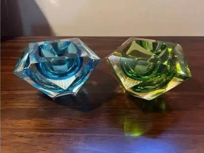 Prism Glass Ashtrays from Mandruzzato Murano, 1950s
