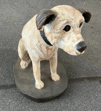 Wooden Dog Carving - Life Sized Statue