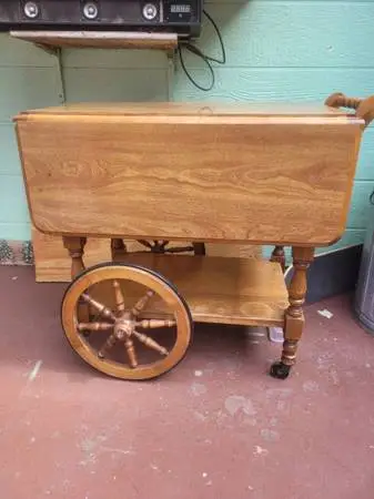 Tea cart solid maple wood antique