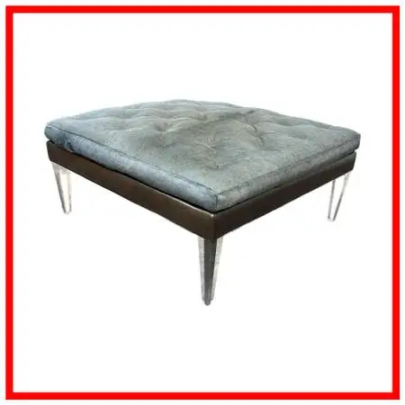 Lee Industries For Witford Hide + Leather Ottoman. Estimate Price: $6,