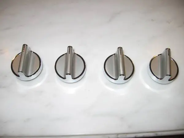 Set of 4 GE Profile Gas Cooktop Control Knobs Chrome/Silver