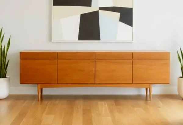 Newly-restored, extra-long Danish teak sideboard/credenza (90.5)