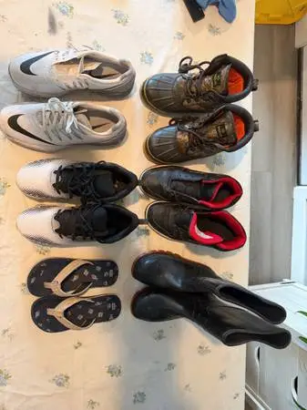 Boys shoes of different types and sizes