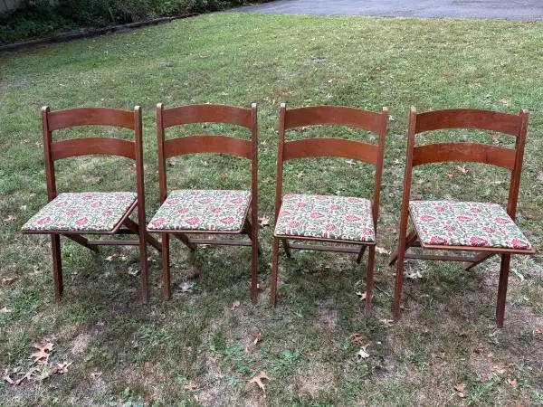 Set of (4) matched antique folding chairs