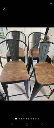 Metal and Wood Bar Stools (4)