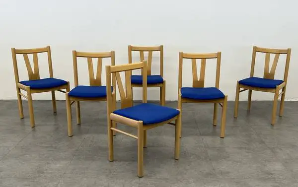 Danish Dining Chair Set of 6 Wood Frame Side Chairs Made in Denmark