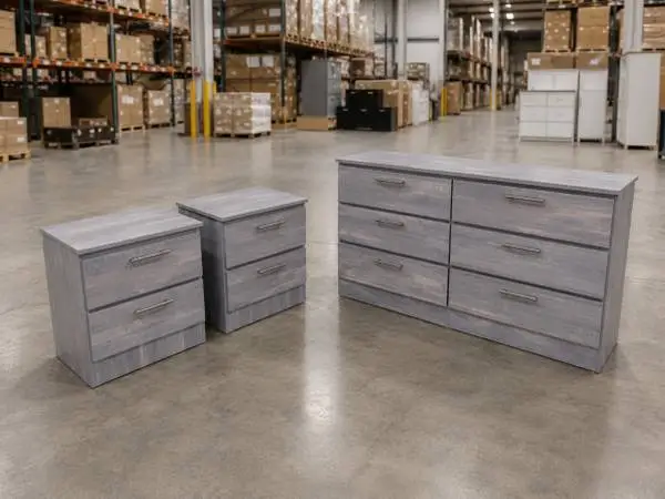 Brand New Light Charcoal Grey Modern Bedroom Set