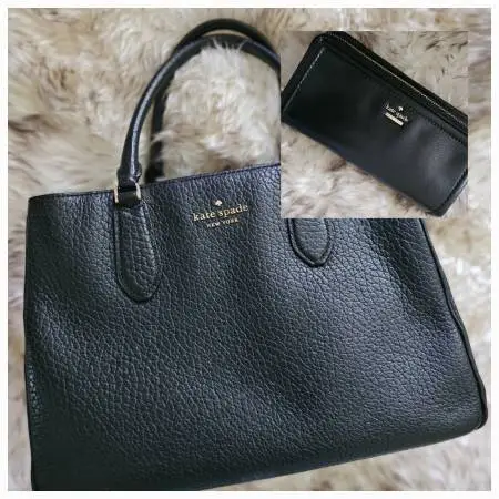👜 Like New Kate Spade Black Leighton Large Tote Purse + Wallet 👜
