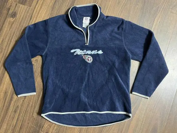 NFL Tennessee Titans Pullover MEDIUM Navy Blue Embroidered Fleece
