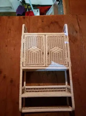 White Wicker Wall Bathroom Cabinet