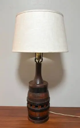Vintage Antique Rustic Whiskey Wagon Barrel Wheel Hub Table Lamp