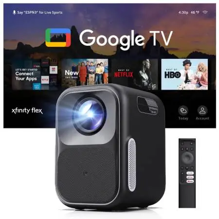 ☆ Google TV Smart Projector with Licensed Netflix, FHD 1080P, 4K Suppo