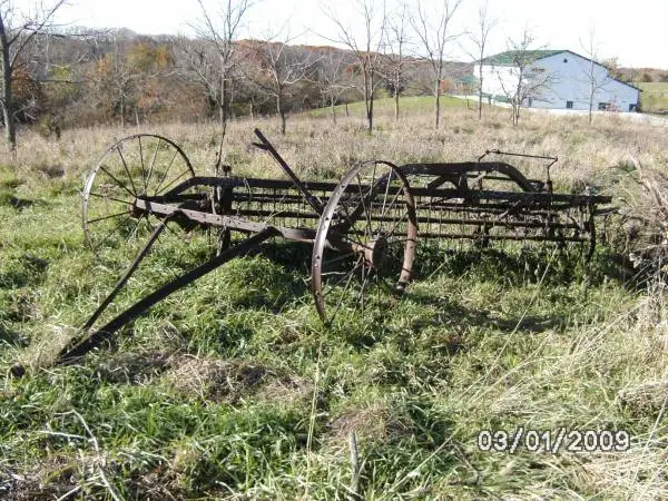 Antique Steel Wheel Rake