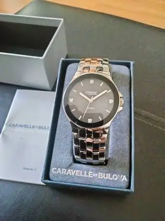 New Bulova 4 Diamond Black Dial Steel Bracelet Mens Watch