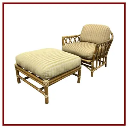 Mcguire Furniture Cathedral Lounge Chair + Ottoman, Vintage