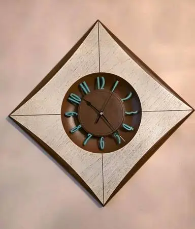 ►Mid Century Modern CLOCK Burwood Vintange Diamond Shaped Wall Clock