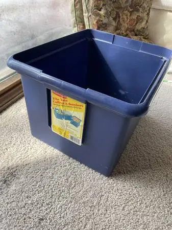 Rubbermaid blue plastic file tote crate 18 x 12