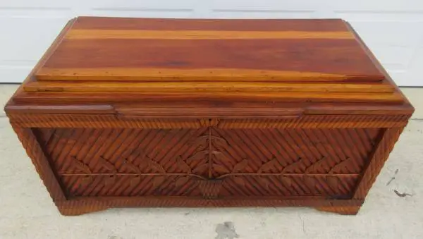 Vintage Hand Carved Cedar Chest