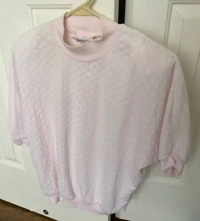 Vintage flair brand 80s Pink Cotton Mock Neck Sweater