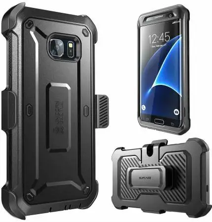 BLACK Galaxy S6 Edge SUPCASE Rugged Case Cover Protector w/Belt Clip