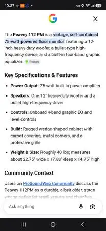 powered stage monitor - Peavey PM112 PA