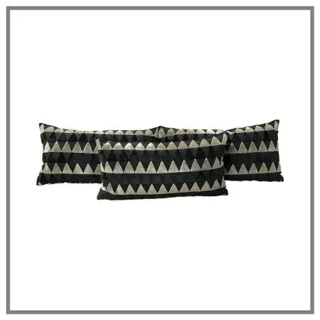 Bespoke Geometric Velvet Lumbar Pillows, Set Of Three