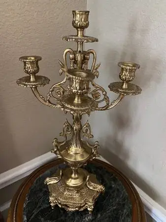 pair of brass candelabras