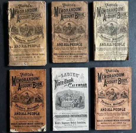6 Rare Pierce’s Memorandum Account Books: 1880s, early 1900s