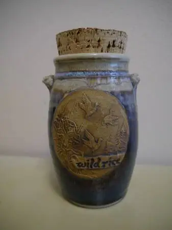 Art Pottery Wild Rice Jar w Cork lid