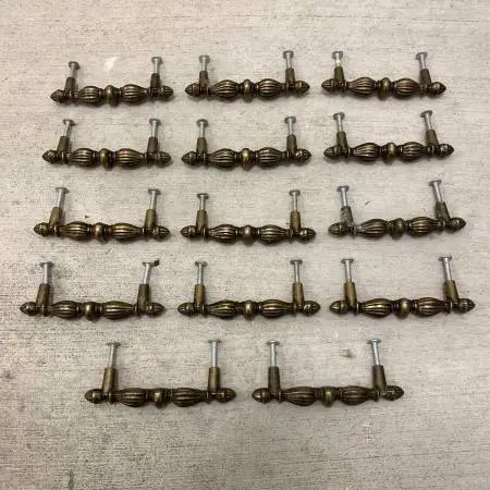 Set of (14) vintage solid brass handle drawer pulls