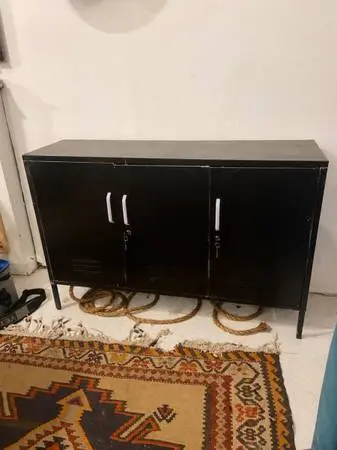 Like New 47” Steel Storage Cabinet / TV Console – Matte Black – $28 OBO