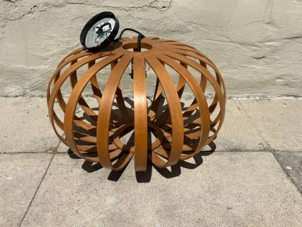 Rare Discontinued West Elm Brentwood Wood Pendant Hanging Lamp MCM