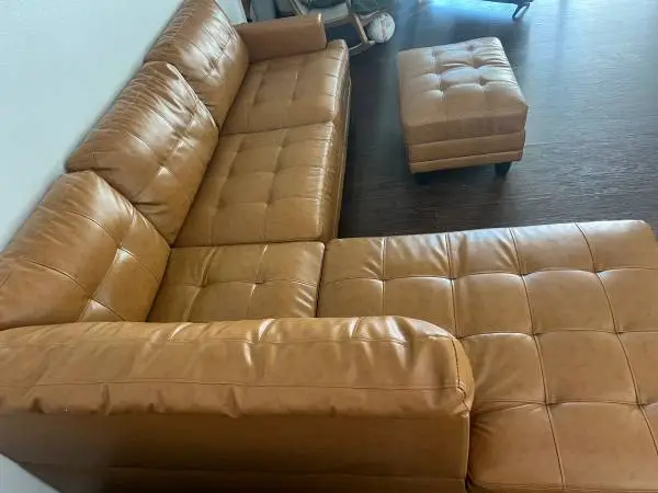 Brown leather couch