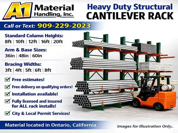 Cantilever Racking for Lumber, Sheet Metal, Steel Pipe, Plywood Sheets