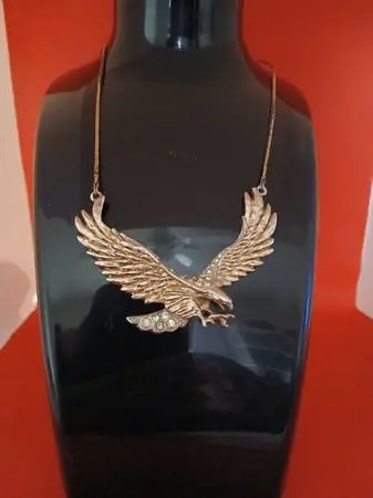 Goldtone Spread Eagle Pendant Necklace