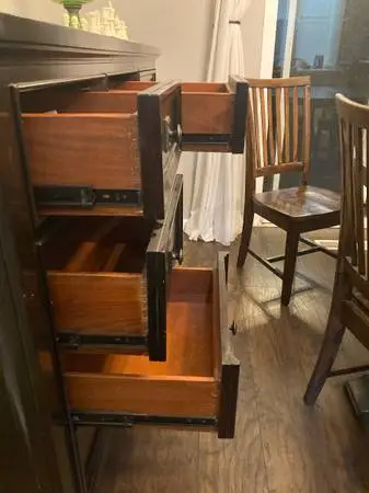 Real nice, real wood, 62x20x44” big wood buffet measurements in listing/cheap