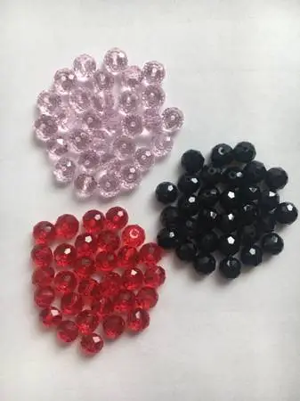 Glass Crystal Beads: Red, Pink and Black (30 each color)