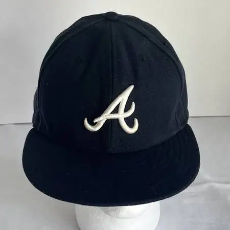 MLB Atlanta Braves On Field New Era 59FIFTY Fitted Black White Hat Cap