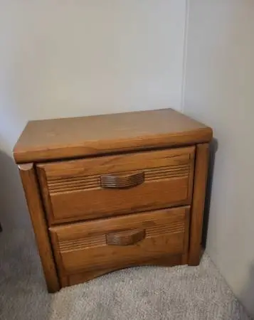 Wood 2 Drawer Nightstand