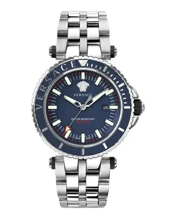 NEW! $2095 VERSACE Mens V-Race Diver BLUE 46mm Dial Swiss Made Watch