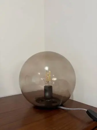 Vintage Ikea Smoke Gray Fado Round Orb Table Desk Lamp