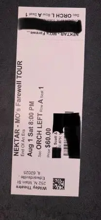1st ROW*** NEKTAR*** FAREWELL at WILDEY THEATRE***